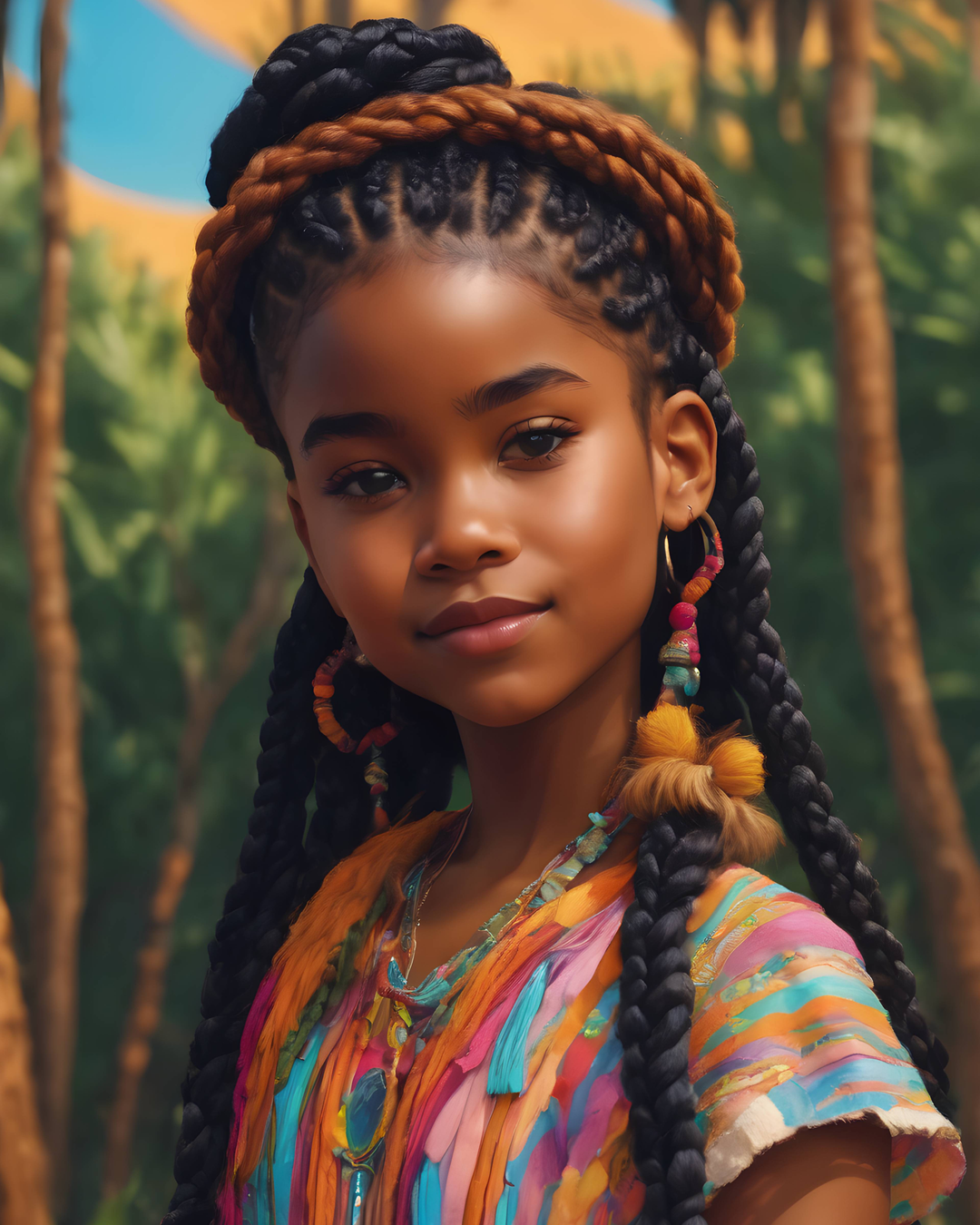 Beautiful Tribal Black Girl (Digital Art)